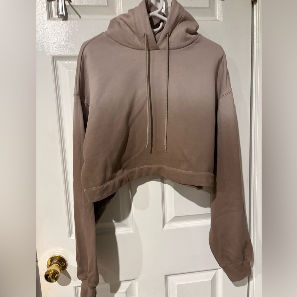 ALO Yoga Taupe Ombre Cropped Hoodie